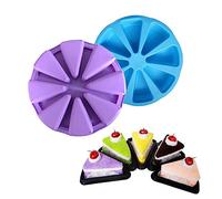 DOITOOL Moule à Gâteau Conforme Norme Lfgb Rouge en Silicone à Huit Portions Anti-casse et Sain Cavités Triangulaires Couleur Aléatoire pour Mousse et Jelly