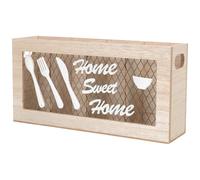 DOITOOL Organisateur de Couverts et Gain de Place 4 Compartiments Séparés en Bois Résistant à L'usure Porte-ustensiles Rustique pour Plan de Travail Cuisine
