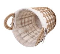DOITOOL Panier de Rangement Tressé et Doublure Rond Petit avec Poignée | Fibres de Chanvre, Fer et Lin, Organisation D’objets, Usage Salon et Bureau, Style Rustique