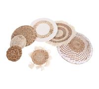 DOITOOL Paniers Muraux Décoration Murale Circulaire Lot de 7 en Rotin Tressé Fait Main Boho Beige, Installation Facile pour Salon ou Maison de Campagne