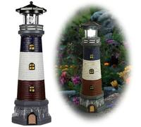 DOITOOL Phare solaire de 15 hauts, phare solaire avec balise rotative, phare extérieur à LED rotatif pour jardin, pelouse, noir