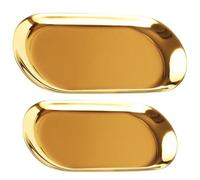 DOITOOL Plateau de Rangement Décoratif Design Élégant en Acier Inoxydable Doré Oval Lot de 2 et Facile à Nettoyer pour Bijoux et Serviettes