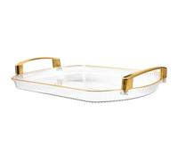 DOITOOL Plateau de Rangement Rectangulaire en Pp avec Poignées, Plateau de Service Pratique et Décoratif pour Maquillage et Aliments, Design Simple et Délicat, pour Commode ou Cabinet