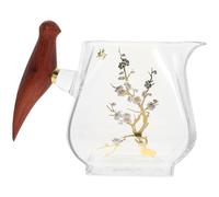 DOITOOL Saucière à Thé Cuisine et Restaurants Occidentaux en Verre avec Poignée en Bois, Verseur à Sauce Anti-goutte Style Simple et Fonction Pratique