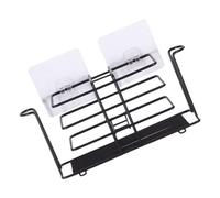 DOITOOL Support Mural sans Perçage Noir en Fer pour Salle de Bain, Étagère Robuste et Résistante la Déformation, pour Organiser Brosses à Dents et Accessoires