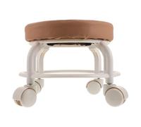 DOITOOL Tabouret Roulant Bas Rond en PU Marron, Pivotant 360° pour Salon | Siège Mobile à Roulettes, Usage Maison ou Institut, Plastique, Style Moderne, Aspect Décoratif