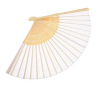 DOITOOL Tissu Blanc Éventail Pliant Chinois en Bambou pour Mariage | Léger et Facile à Transporter, Décor Raffiné, pour Performances et Fêtes, Style Simple et Unique