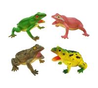 Doiyislem Figurines Grenouilles - 4 Pièces Modèle Animal Réaliste,avec Son Grenouilles Souples Cadeaux de Fête - pour Filles dès 3 Ans Décoration Gâteau Anniversaire Bain Jardin Pot de Fleur
