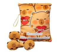 Doiyislem Sac À Goûter en Peluche | Poche Snack Capybara en Peluche,4 Petites s Incluses Pendentif Porte-Clés Doux pour Voyage École Pique-Nique