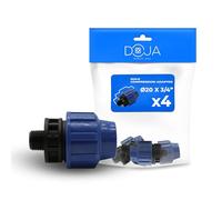 DOJA Barcelona Adaptateur Mâle pour Tuyau PE de Compression - 20x3/4" - Pack 4 - Connexion Rapide, Connecteur pour Tuyau MDPE Installation Facile, Raccord de Plomberie, Résistant, Jonction Arrosage