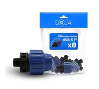 DOJA Barcelona Adaptateur Mâle pour Tuyau PE de Compression - 25x1" - Pack 8 - Connexion Rapide, Connecteur pour Tuyau MDPE Installation Facile, Raccord de Plomberie, Résistant, Jonction Arrosage