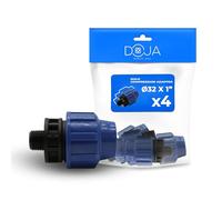 DOJA Barcelona Adaptateur Mâle pour Tuyau PE de Compression - 32x1" - Pack 4 - Connexion Rapide, Connecteur pour Tuyau MDPE Installation Facile, Raccord de Plomberie, Résistant, Jonction Arrosage