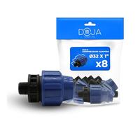 DOJA Barcelona Adaptateur Mâle pour Tuyau PE de Compression - 32x1" - Pack 8 - Connexion Rapide, Connecteur pour Tuyau MDPE Installation Facile, Raccord de Plomberie, Résistant, Jonction Arrosage