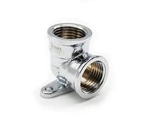 DOJA Barcelona | Applique Murale Robinet | 4 Coude Double Femelle 90° | Taille 15x21 mm | en Laiton Chrome | Raccord Plomberie pour Tuyau Reservoir Eau de Pluie, Pompe Vide Cave, Robinet Exterieur..
