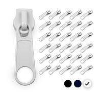 DOJA Barcelona | Curseur Fermeture Éclair | Pack 20 Curseurs Blancs N°5 | 40mm Long | Tirette Métal | Accessoires Couture Mercerie | pour Fermeture Éclair au Mètre, Zip