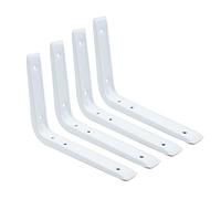 DOJA Barcelona | Equerre Etagere Murale Blanche | Pack 4 | Support Etagere Forme L | 150mm x 125mm | Equerre Metal | Équerre Étagère | pour Équerre de Fixation, Charge Support Etagere Murale Bois