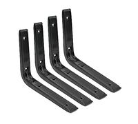 DOJA Barcelona | Equerre Etagere Murale Noire | Pack 4 | Support Etagere Forme L | 300mm x 250mm | Equerre Metal | Équerre Étagère | pour Équerre de Fixation, Charge Support Etagere Murale Bois..