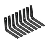 DOJA Barcelona | Equerre Etagere Murale Noire | Pack 8 | Support Etagere Forme L | 150mm x 125mm | Equerre Metal | Équerre Étagère | pour Équerre de Fixation, Charge Support Etagere Murale Bois..