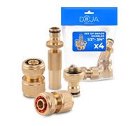 DOJA Barcelona Kit Raccordement Robinet Tuyau Arrosage Adaptabilité, Raccord Tuyau D’arrosage Laiton, Connecteur Rapide Tuyau Jardin Compact Léger pour Installation Facile, Buse Raccord Jardin
