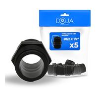 DOJA Barcelona Mamelon Égal Plastique Fileté Double - 1/2x1/2" - Pack 5 - Raccord Fileté Plastique Mâle Mâle Pouce, Raccord à Compression, Montage Rapide, Polyvalent Piscine et Jardin