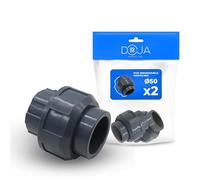 DOJA Barcelona Manchon Détachable PVC - Ø 50mm Femelle - Pack 2 - Installation Facile - Manchon PVC, Utilisation Polyvalente - Raccord Union PVC-U Rigide, Fonction Efficace, Raccord Detechable