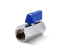DOJA Barcelona | Mini Vanne Arret | Robinet d'Arrêt 1/2” | PN-16 Femelle-Femelle | Laiton | Manette Metal Bleu | Vanne Quart de Tour pour Reducteur de Pression Eau, Robinet WC, Collecteur Plomberie