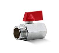 DOJA Barcelona | Mini Vanne Arret | Robinet d'Arrêt 1/2” | PN-16 Male-Femelle | Laiton | Manette Métal Rouge | Vanne Quart de Tour pour Reducteur de Pression Eau, Robinet WC, Collecteur Plomberie