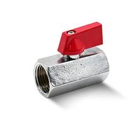 DOJA Barcelona | Mini Vanne Arret | Robinet d'Arrêt 1/2” | PN16 Femelle-Femelle | Laiton | Manette Metal Rouge | Vanne Quart de Tour pour Reducteur de Pression Eau, Robinet WC, Collecteur Plomberie