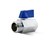 DOJA Barcelona | Mini Vanne Arret | Robinet d'Arrêt 3/8” | PN-16 Male-Femelle | Laiton | Manette Métal Bleu | Vanne Quart de Tour pour Reducteur de Pression Eau, Robinet WC, Collecteur Plomberie