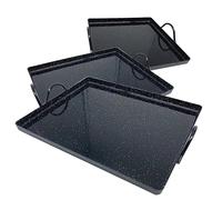 DOJA Barcelona | Plat Four | Pack Grand Plat Four 42*32cm+Moyen Plat Four 30*26cm+Petit Plat Four 22*22cm | Plat a Four Fer Emaille avec Poignee | pour Cuisson Escargot, Plateau Aperitif, Four a Pizza