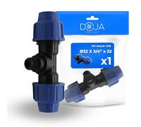 DOJA Barcelona Raccord en T Mâle pour Tuyau d’Eau PP MDPE - 32x3/4"x32 - Té Raccordement pour Tuyau PE à Connexion Rapide, Bon Ajustement, Résistant à la Corrosion, Connector de Compression
