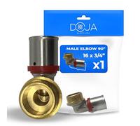 DOJA Barcelona Raccord Multicouche à Sertir Mâle - 16x3/4" - Connector Multicouche Coudé, Connexions Étanches, Polyvalente, Pose Simple Installation Plomberie, Raccord Coudé à Sertir