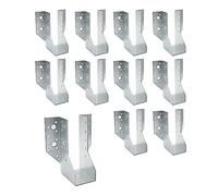 DOJA Barcelona | Sabot de Charpente | Pack 10 | Equerre en U Type A | 32*144*75mm | en Acier Galvanise | Sabot Charpente à Ailes Extérieures | pour Support Poteau Bois, Poutre Bois, Rampe Escalier