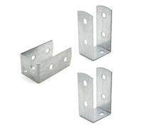 DOJA Barcelona | Support U pour Poteau Bois | Pack 2 | Fixation 45*45*100mm | Épaisseur 2mm | Galvanisé au Zinc | Pied U pour Clôture Jardin Extérieur, Pergola, Grillage
