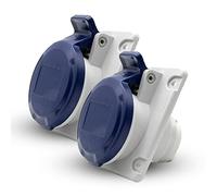 DOJA Industrial | Prise Encastrée Industrielle 16A | Pack 2 | Prise Electrique Femelle | 2 Pôles + Terre | 220V | Etanche IP44 | pour Rallonge Electrique, Camping Car | Usage Intérieur et Exterieur