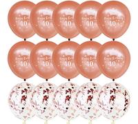 DOJoykey Lot de 10 ballons en latex doré rose et 5 ballons confettis pour 40e anniversaire 40 ans