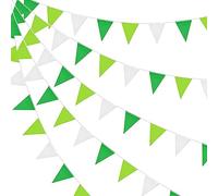 DOJoykey Lot de 52 banderoles en Tissu réutilisables et imperméables pour extérieur, Jardin, Maison, Mariage, fête des mères, Anniversaire, décoration de fête - 20 m - Vert et Blanc