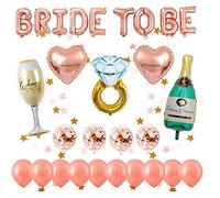 DOJoykey Lot de ballons décoratifs pour enterrement de vie de jeune fille, 1 ballon Bride to Be, 14 ballons en latex, 5 ballons différents en aluminium, 2 ballons en aluminium en forme de cœur