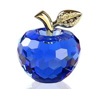 DOJOZ Sculpture en cristal de pomme, décoration artisanale en verre pour presse-papier, ornement de table, statue de décoration maison (Bleu)