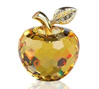 DOJOZ - Statue en cristal de pomme pour la Saint-Valentin - Presse-papier en verre - Décoration artisanale - Ornement de table - Décoration de la maison (Jaune)
