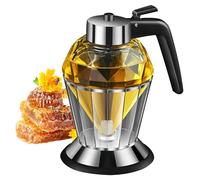 Dokeno Distributeur de Miel 200 ml Verre Diamant Distributeur d'huile d'olive Bouteille de Miel Beau Pot à miel Pot de Miel avec Support avec Grande Capacité