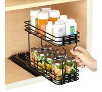 Dokeno Étagère à épices extensible à 2 étages - Organiseur debout pour pots à épice - Noir