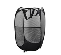 Dokeno Panier à Linge Pliable Pop Up en Maille Filet avec Manipuler, Grand Sac à Linge Noir en Filet pour Dortoir de Voyage Familial (Noir)