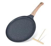 Dokeno Poêle à Crêpes 24 cm, Crêpière avec Revêtement Antiadhésif, avec Poignée Amovible, Crêpière avec Répartisseur de Pâte, Fonte Aluminium, Tous Feux dont Induction, sans PFOA (Gris)