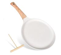 Dokeno Poêle à Crêpes 24 cm, Crêpière avec Revêtement Antiadhésif, avec Poignée Amovible, Crêpière avec Répartisseur de Pâte, Fonte Aluminium, Tous Feux dont Induction, sans PFOA (Blanc)