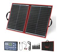 DOKIO Kit Panneau Solaire 100W 18V Pliable Portable Monocristallin Avec régulateur de charge solaire (2 ports USB) pour batteries 12V, camping-car, bateau