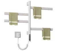 DOKKOME Sèche-Serviettes de Salle de Bain Rotatif à 180° radiateur sèche-Serviettes électrique 220V 150W avec minuterie et Thermostat 30-70