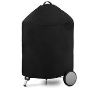 Dokon Housse Barbecue Exterieur Rond, Bâche BBQ Imperméable pour Weber | Oxford 420D, Revêtement PU Imperméable, Sangles & Cordon Anti-Vent, Anti-UV, Poignée Renforcée, Rond 71x68cm, Noir