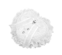 DOKRIN Coussins pour bagues, Coffret à alliances en forme de cœur, coussin pour alliances avec nœud en dentelle et strass (blanc)
