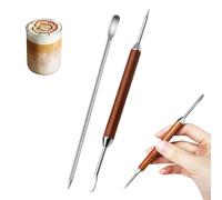 DOKRIN Pichets-mousseurs à lait Deux stylos à latte art, un stylo à latte art expresso à double embout, un racloir à café, un stylo à latte art en forme d'aiguille avec manche en bois